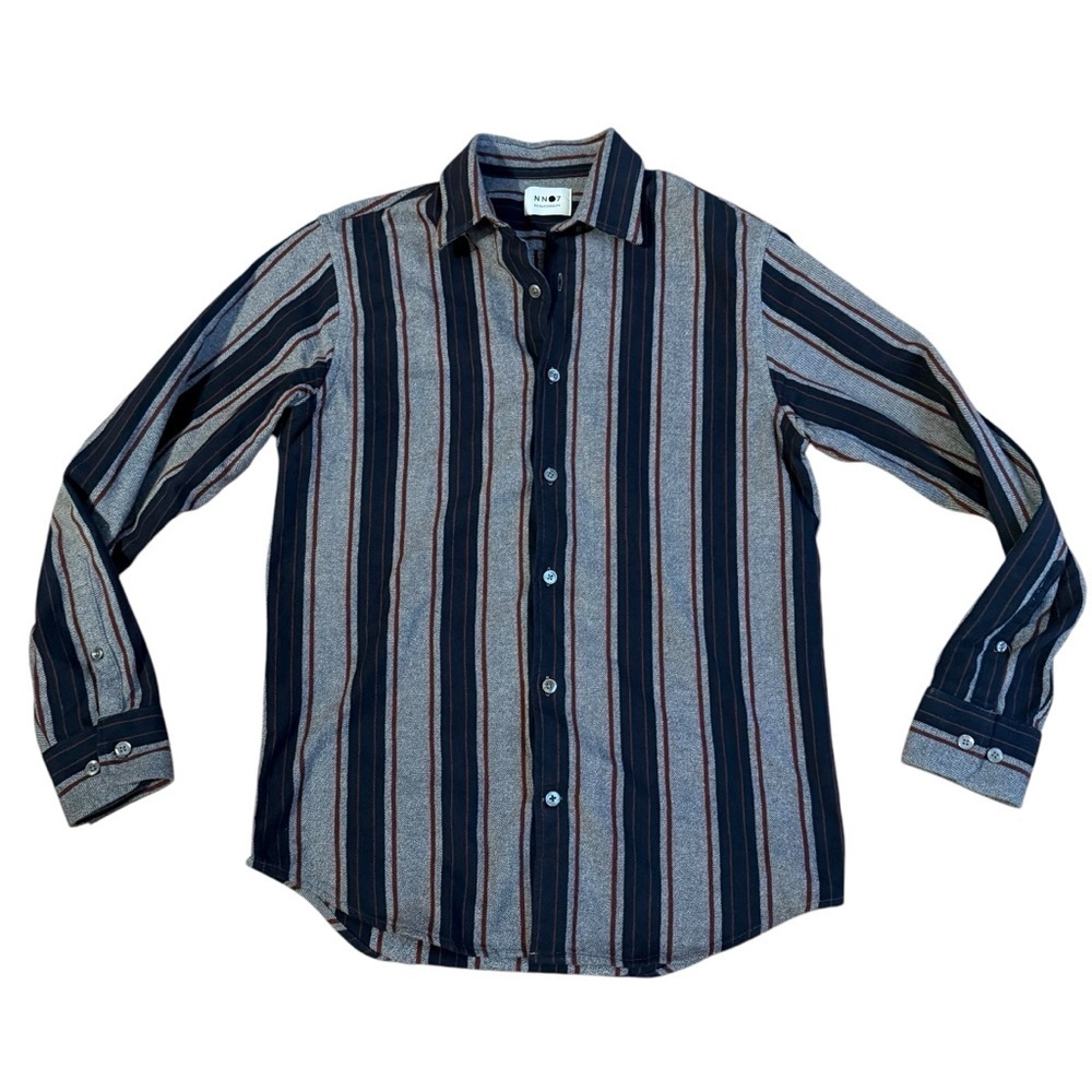 NNO7 No Nationality Errico Striped Flannel Mens Size Small